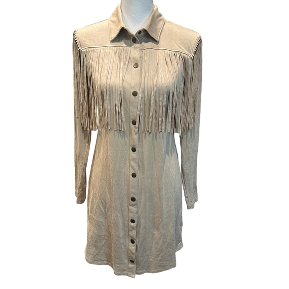 Idyllwind Dresses & Skirts - Idyllwind Women's Jonquil Faux Suede Fringe  Shirt Dress Western Cowgirl Tan XS